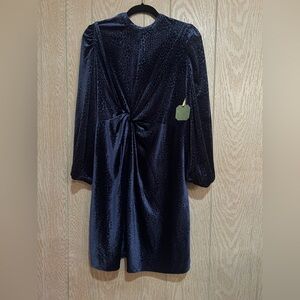 NWT RYEGRASS Women’s Medium Chic Velvet Navy Midi Dress